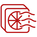 an ac unit with air flow signs