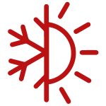 a split sun and snowflake icon