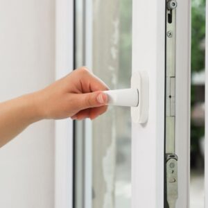 person opening a window