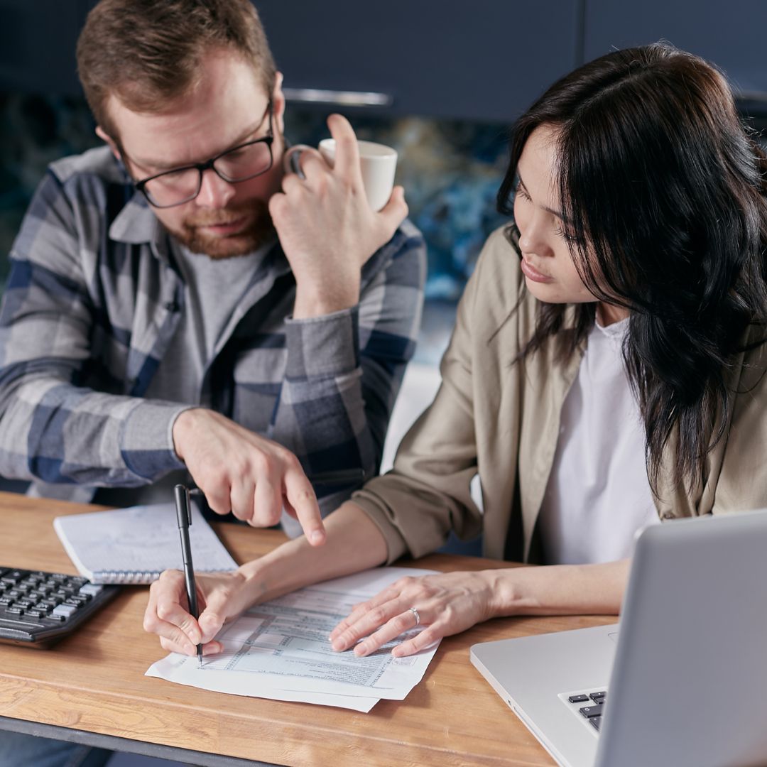 couple looking at energy bills