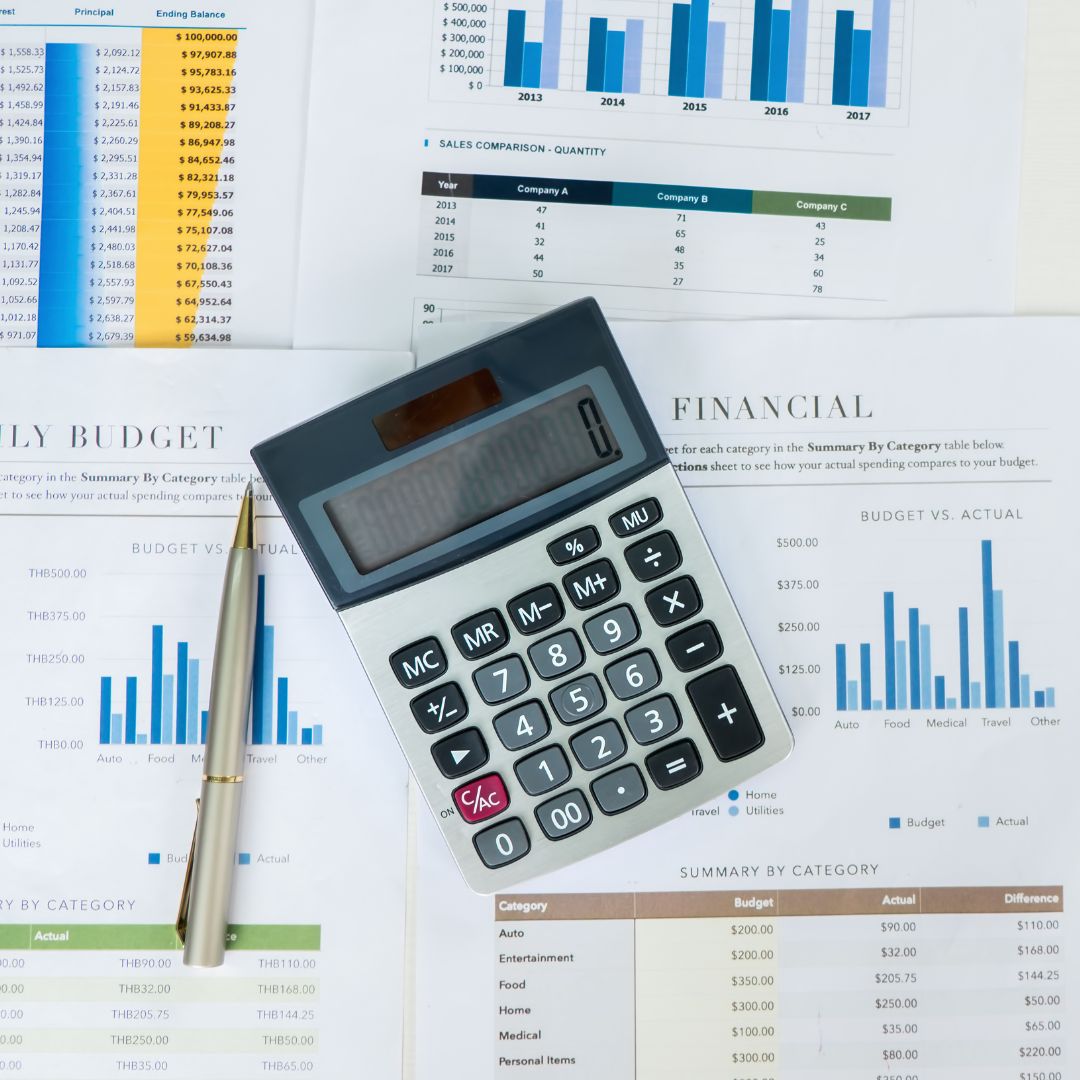 a variety of charts and a calculator