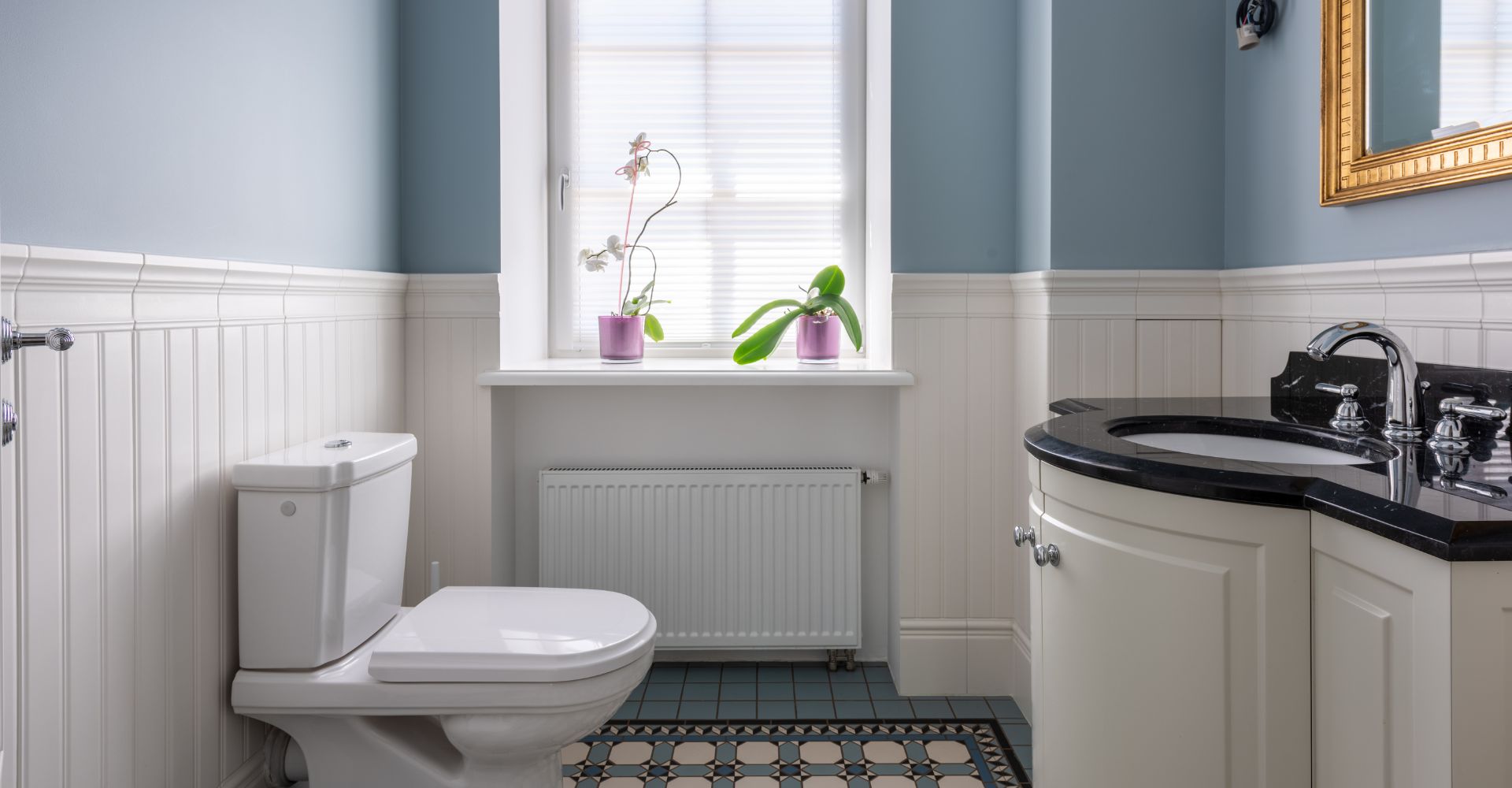 a bathroom with a window