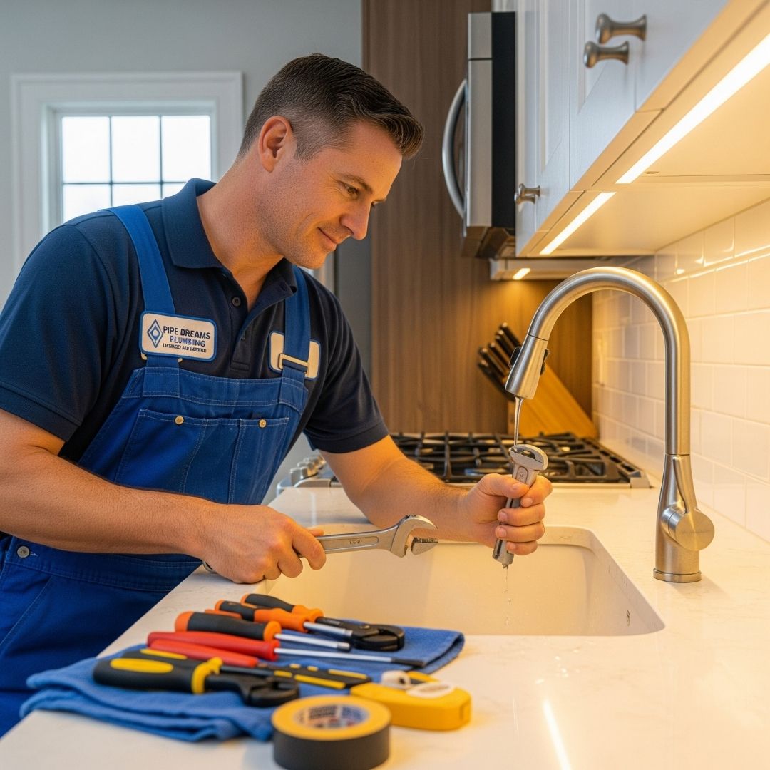 plumber fixing kitchen sink